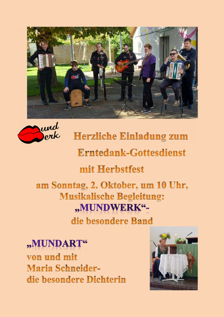 Mehr über den Artikel erfahren Herzliche Einladung zum Erntedank-Gottesdeinst mit Herbstfest!