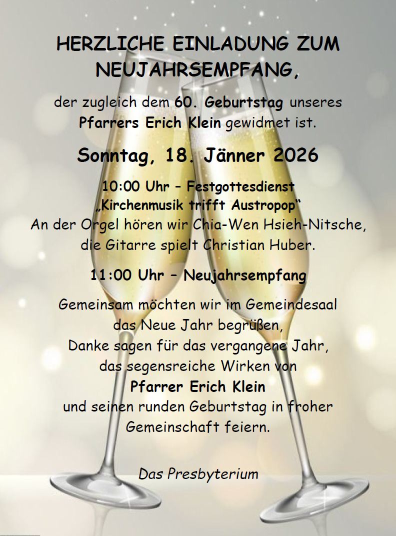 Sie betrachten gerade HERZLICHE EINLADUNG ZUM NEUJAHRSEMPFANG 2026